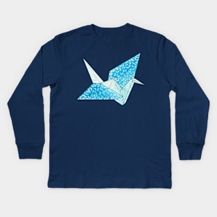 Watercolor Paper Crane Kids Long Sleeve T-Shirt